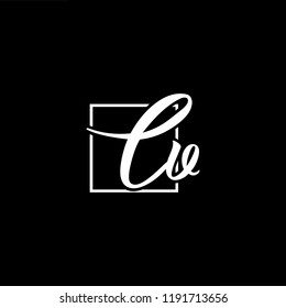 Initial letter CV VC minimalist art monogram shape logo, white color on black background