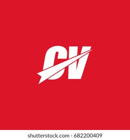 initial letter cv white logo in red background