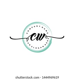 Initial letter CW beautiful handwriting logo vector template