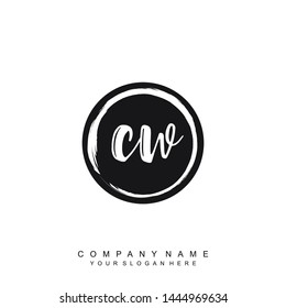 Initial letter CW beautiful handwriting logo vector template