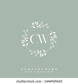 Initial letter CW beautiful handwriting logo vector template