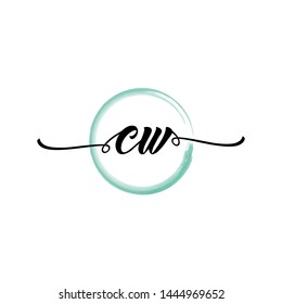 Initial letter CW beautiful handwriting logo vector template