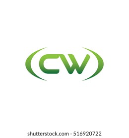 initial letter CW brackets uppercase logo green