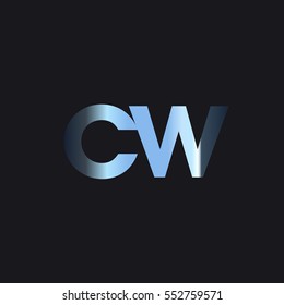 Initial letter CW chrome with dark background logo