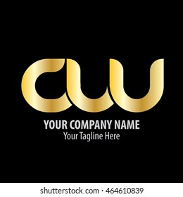 Initial Letter CW CLU Linked Circle Lowercase Logo Gold