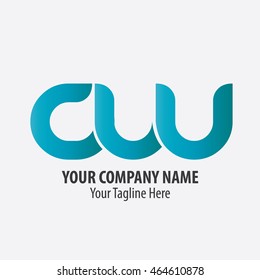 Initial Letter CW CLU Linked Circle Lowercase Logo Blue