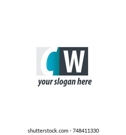 Initial Letter CW Design Logo With Square