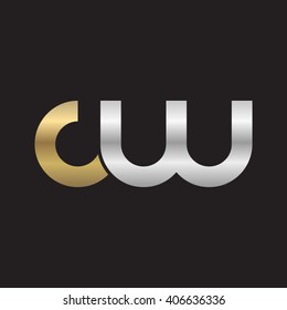 initial letter cw linked circle lowercase logo gold silver black background