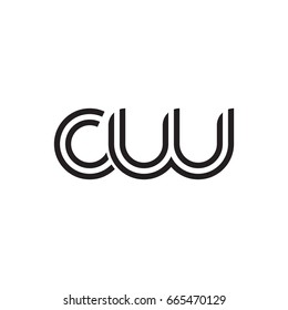Initial letter cw, linked outline rounded lowercase, monogram black