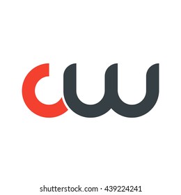 initial letter cw linked round lowercase logo red