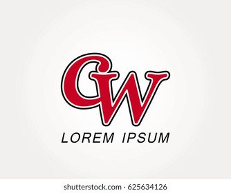 Initial letter cw logo. Monogram lowercase italic