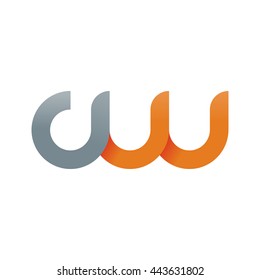 initial letter cw modern linked circle round lowercase logo orange gray