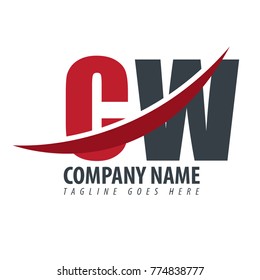 Initial Letter CW Overlapping Logo