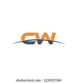 Initial letter CW, overlapping movement swoosh horizon logo vector