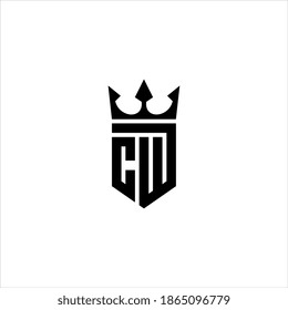 Initial letter CW or WC logo design with crown icon vector.