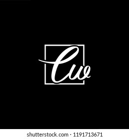 Initial letter CW WC minimalist art monogram shape logo, white color on black background