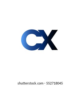 Initial letter CX blue black gradation color logo