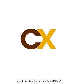 Initial letter CX brown yellow color logo