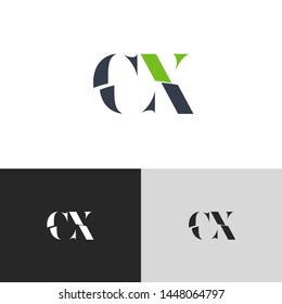 Initial Letter cx c x  uppercase modern logo design template elements. green letter Isolated on black white grey background. Suitable for business, consulting group company.
