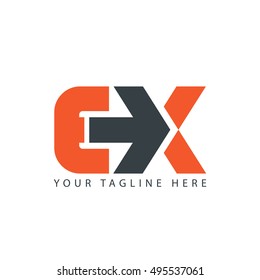 Initial Letter CX Design Logo Vector, Orange Black