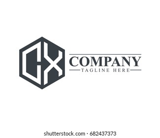 Initial Letter CX Hexagonal Design Logo