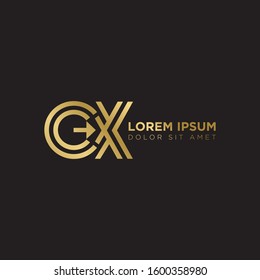 Initial Letter CX linked uppercase overlap modern gold logo vector design template. Suitable for business, consulting group company.