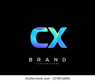 Initial letter CX logo with colorful background, letter combination logo design for creative industry, web, business and company. - Vector