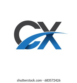 initial letter CX logotype company name colored blue and grey swoosh design. vector logo for business and company identity
