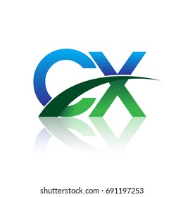 initial letter CX logotype company name colored blue and green swoosh design. vector logo for business and company identity.
