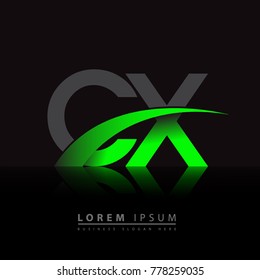 initial letter CX logotype company name colored green and black swoosh design. vector logo for business and company identity.
