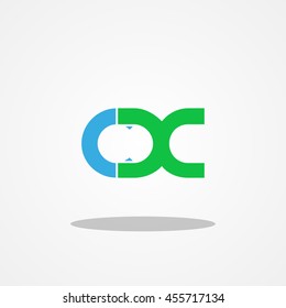 Initial letter CX lowercase logo design template blue green