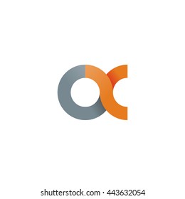 initial letter cx modern linked circle round lowercase logo orange gray