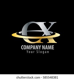 Initial Letter CX With Overlapping Swoosh Circle Logo
