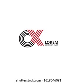 Initial letter cx uppercase modern logo design template elements. Black and red letter Isolated on white background. Suitable for business, consulting group company.