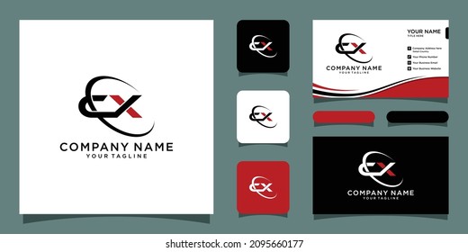 Diseño de plantillas de logotipo de carta inicial CX o XC con plantilla de diseño de tarjeta de visita