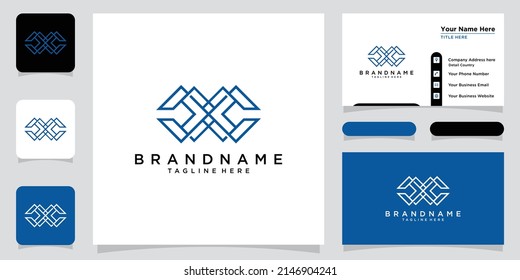 Initial Letter CX or XC Logo Template Design with business card design