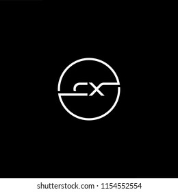 Initial letter CX XC minimalist art monogram circle shape logo, white color on black background