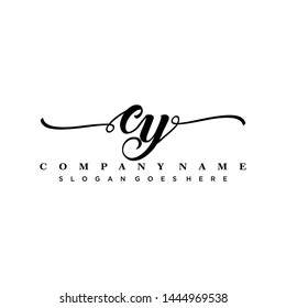 Initial letter CY beautiful handwriting logo vector template