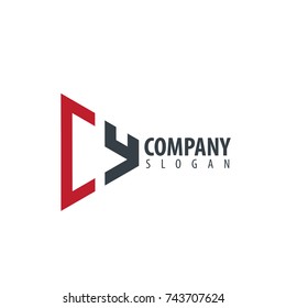Initial Letter CY Linked Triangle Design Logo