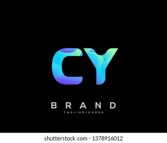 Initial letter CY logo with colorful background, letter combination logo design for creative industry, web, business and company. - Vector