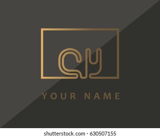 Initial Letter CY Logo Gold Luxury With Box 