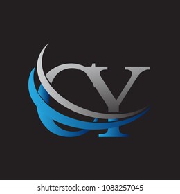 initial letter CY logotype company name colored blue and grey swoosh design. vector logo for business and company identity.