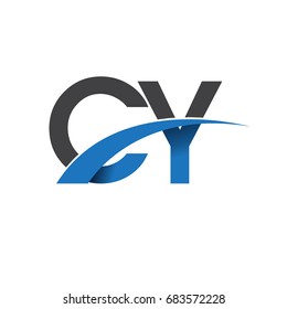 initial letter CY logotype company name colored blue and grey swoosh design. vector logo for business and company identity.
