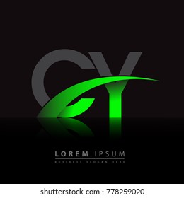 initial letter CY logotype company name colored green and black swoosh design. vector logo for business and company identity.
