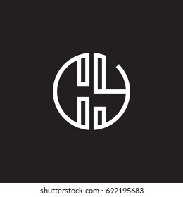 Initial letter CY, minimalist line art monogram circle shape logo, white color on black background