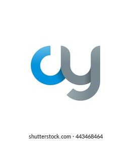 initial letter cy modern linked circle round lowercase logo blue gray