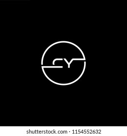 Initial letter CY YC minimalist art monogram circle shape logo, white color on black background