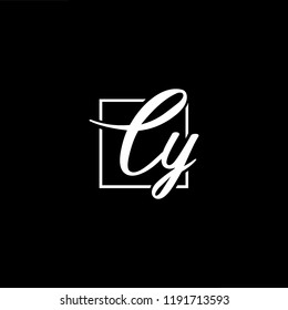 Initial letter CY YC minimalist art monogram shape logo, white color on black background