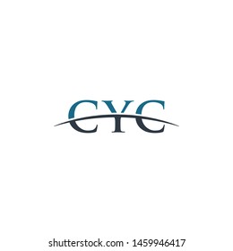 Initial Letter CYC, Overlapping Movement Swoosh Horizon Logo Company Design Inspiration In Blue And Gray Color Vector