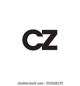 Initial letter CZ black white logo